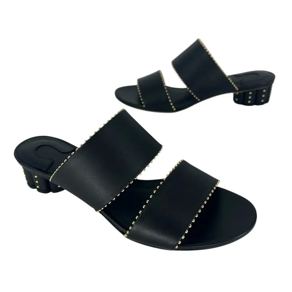 Salvatore Ferragamo Black Belluno Studs Slide Two-Strap Mule - Picture 4 of 14